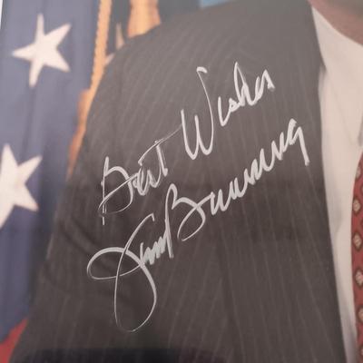 LOT 139B: Signed Barbara and George Bush Photo, Signed Jim Bunning Photo, George Bush Stamps & More