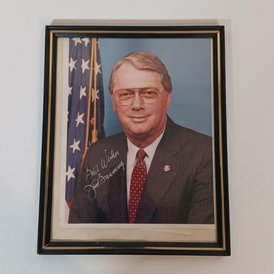 LOT 139B: Signed Barbara and George Bush Photo, Signed Jim Bunning Photo, George Bush Stamps & More