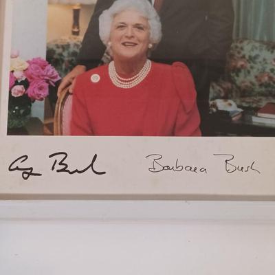 LOT 139B: Signed Barbara and George Bush Photo, Signed Jim Bunning Photo, George Bush Stamps & More
