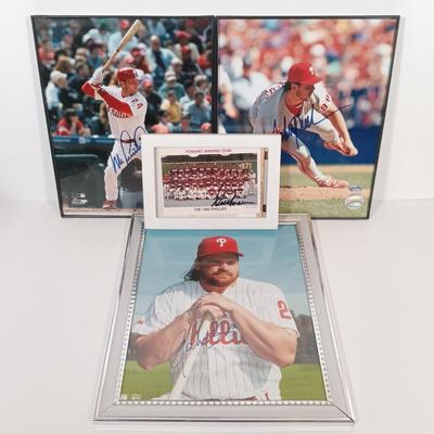 LOT 142B: Autographed Phillies Baseball Photos- John Kruk, Mitch Williams & More