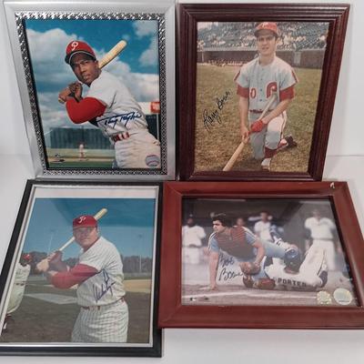 LOT 143B: Autographed Phillies Baseball Photos- Bob Boone, Mike Ryan, Tony Taylor & Larry Bowa