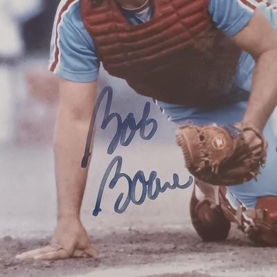 LOT 143B: Autographed Phillies Baseball Photos- Bob Boone, Mike Ryan, Tony Taylor & Larry Bowa