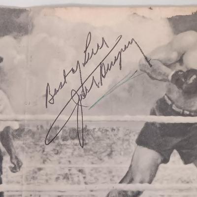 LOT 146B: Autographed Boxing Memorabilia- Evander Holyfield, Muhammad Ali, Jack Dempsey & Max Schmeling