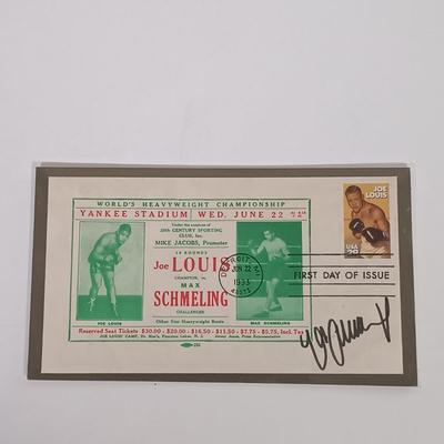 LOT 146B: Autographed Boxing Memorabilia- Evander Holyfield, Muhammad Ali, Jack Dempsey & Max Schmeling