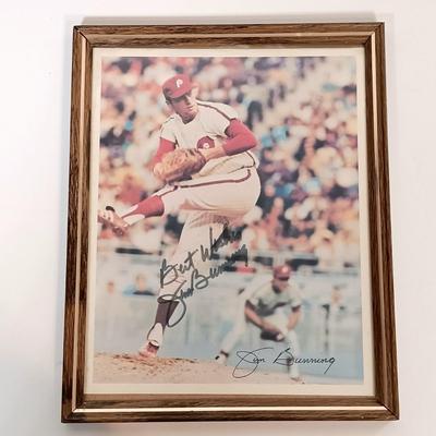 LOT 148B: Autographed Phillies Baseball Photos- Jim Bunning, Willie Montanez & Robin Roberts