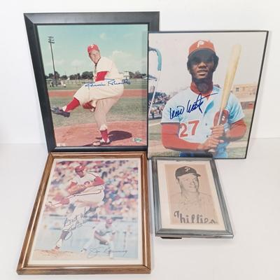 LOT 148B: Autographed Phillies Baseball Photos- Jim Bunning, Willie Montanez & Robin Roberts