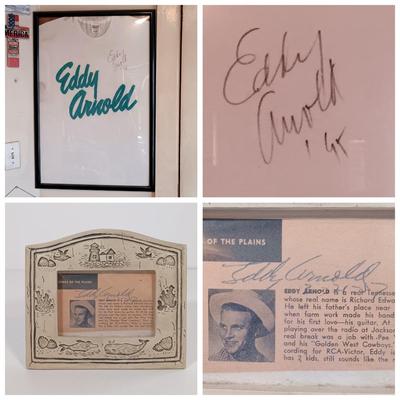 LOT 155B: Autographed Eddy Arnold T-Shirt and Newspaper Clipping