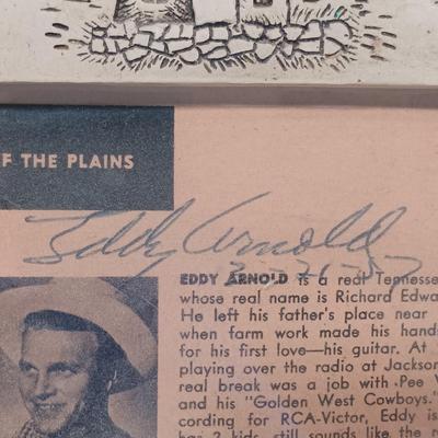 LOT 155B: Autographed Eddy Arnold T-Shirt and Newspaper Clipping