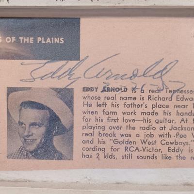 LOT 155B: Autographed Eddy Arnold T-Shirt and Newspaper Clipping