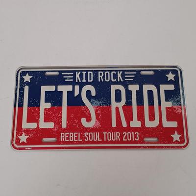 LOT 156B: Autographed Kid Rock Ukulele with COA, Autographed Four Aces Postacard & Kid Rock Novelty License Plate