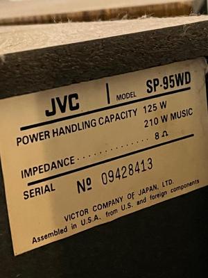 LOT 166D: Stereo System with Entertainment Cabinet, JVC Speakers, Pioneer 6-Disc CD Player, JVC Amplifier and Tuner, and Sony Dual Tape Deck