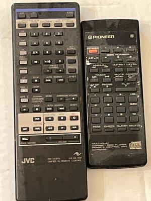 LOT 166D: Stereo System with Entertainment Cabinet, JVC Speakers, Pioneer 6-Disc CD Player, JVC Amplifier and Tuner, and Sony Dual Tape Deck