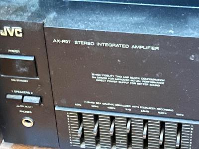 LOT 166D: Stereo System with Entertainment Cabinet, JVC Speakers, Pioneer 6-Disc CD Player, JVC Amplifier and Tuner, and Sony Dual Tape Deck