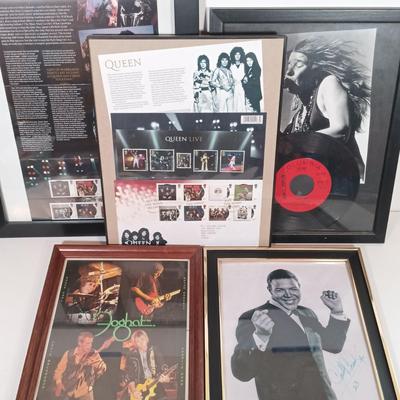 LOT 170B: Autographed Chubby Checker Photo, Autographed Foghat Photo, Queen Commemorative Stamps & More