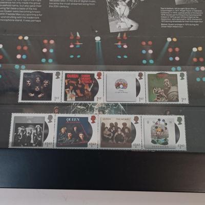 LOT 170B: Autographed Chubby Checker Photo, Autographed Foghat Photo, Queen Commemorative Stamps & More