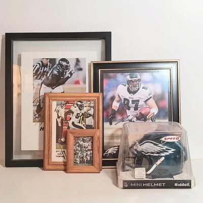 LOT 171B: Autographed Philadelphia Eagles Memorabilia- Hugh Douglas, Jeremiah Trotter, Brent Celek & More