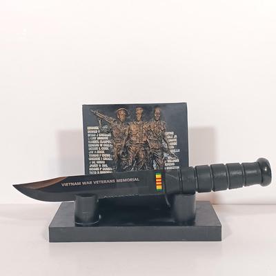 LOT 172B: Vietnam War Veterans Commemorative Knife and Plaque Stand