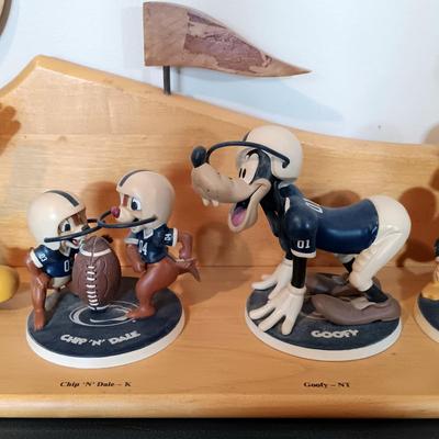LOT 173B: The Danbury Mint Disney Penn State 9 Figurines with Display Shelf