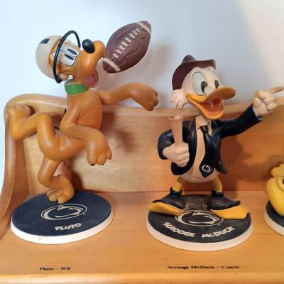 LOT 173B: The Danbury Mint Disney Penn State 9 Figurines with Display Shelf