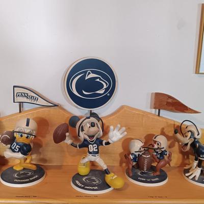 LOT 173B: The Danbury Mint Disney Penn State 9 Figurines with Display Shelf