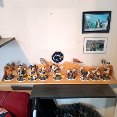 LOT 173B: The Danbury Mint Disney Penn State 9 Figurines with Display Shelf