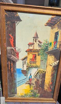 Pair of MCM Original Paintings Signed Collazzi