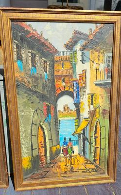 Pair of MCM Original Paintings Signed Collazzi