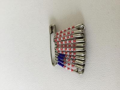 Vintage safety clip beaded flag