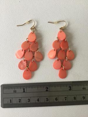 Coral colored dangle fashion earrings