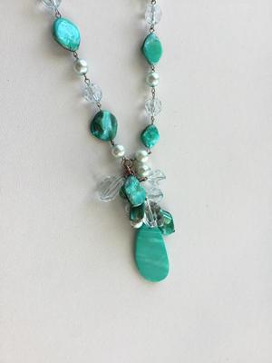 Beautiful blue shell type statement necklace