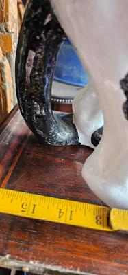 Large Black and White Ceramic Cat 10" high x 16" long Italian