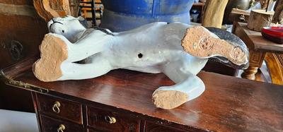 Large Black and White Ceramic Cat 10" high x 16" long Italian