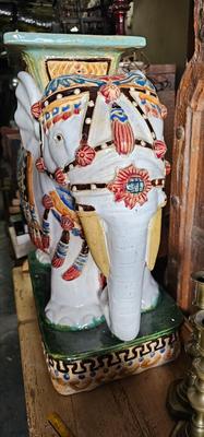 Large Vietnamese Ceramic Elephant Garden Stool/ Plant Stand/ Side Table BOHO Chic
