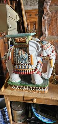 Large Vietnamese Ceramic Elephant Garden Stool/ Plant Stand/ Side Table BOHO Chic