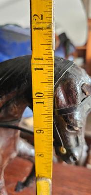 Two Leather Wrapped 12" Horses Statues Figurines Equestrian Art Decor