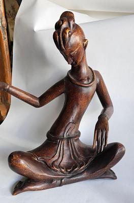 Large Traditional Thai Wood Figure Statue Musician Dancer 15"