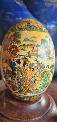 Ceramic Geisha egg Gold Trim porcelain