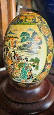 Ceramic Geisha egg Gold Trim porcelain