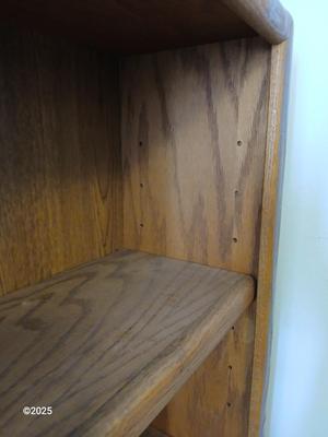 Wooden bookshelf - Oak - "whitewashed" grey with adjustable shelves (1 of 3)