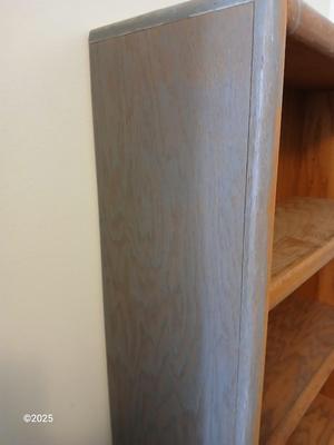 Wooden bookshelf - Oak - "whitewashed" grey with adjustable shelves (1 of 3)