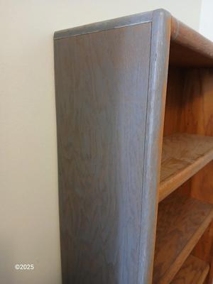 Wooden bookshelf - Oak - "whitewashed" grey with adjustable shelves (1 of 3)