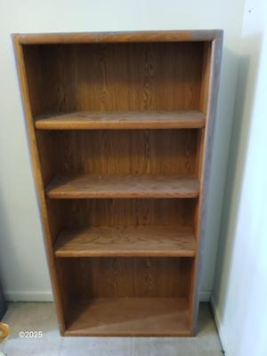 Wooden bookshelf - Oak - "whitewashed" grey with adjustable shelves (1 of 3)