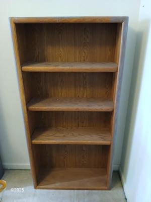 Wooden bookshelf - Oak - "whitewashed" grey with adjustable shelves (1 of 3)