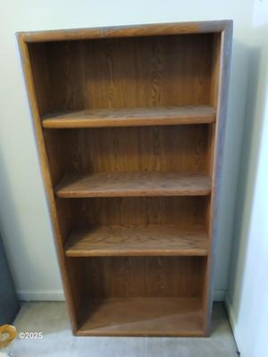 Wooden bookshelf - Oak - "whitewashed" grey with adjustable shelves (1 of 3)