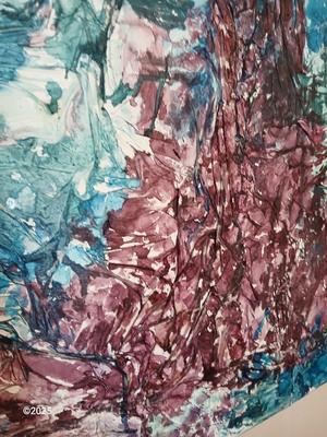 Large abstract textured oil painting on canvas with wood frame comes with a large clock