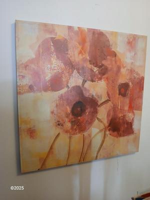 Large canvas with wood frame painting of Poppy flowers