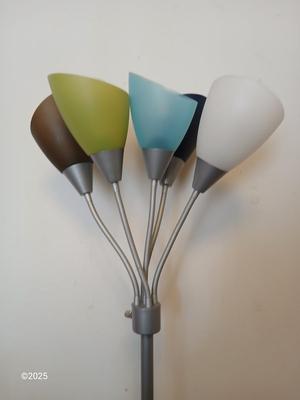 Contemporary 5 Light Floor Lamp with Multi Color Shades Bendable / adjustable Goosenecks