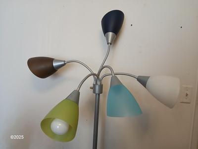 Contemporary 5 Light Floor Lamp with Multi Color Shades Bendable / adjustable Goosenecks