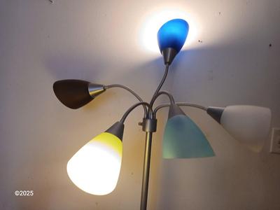 Contemporary 5 Light Floor Lamp with Multi Color Shades Bendable / adjustable Goosenecks