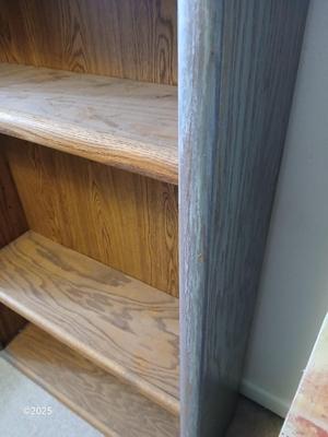 Wooden bookshelf - Oak - "whitewashed" grey with adjustable shelves (2 of 3)